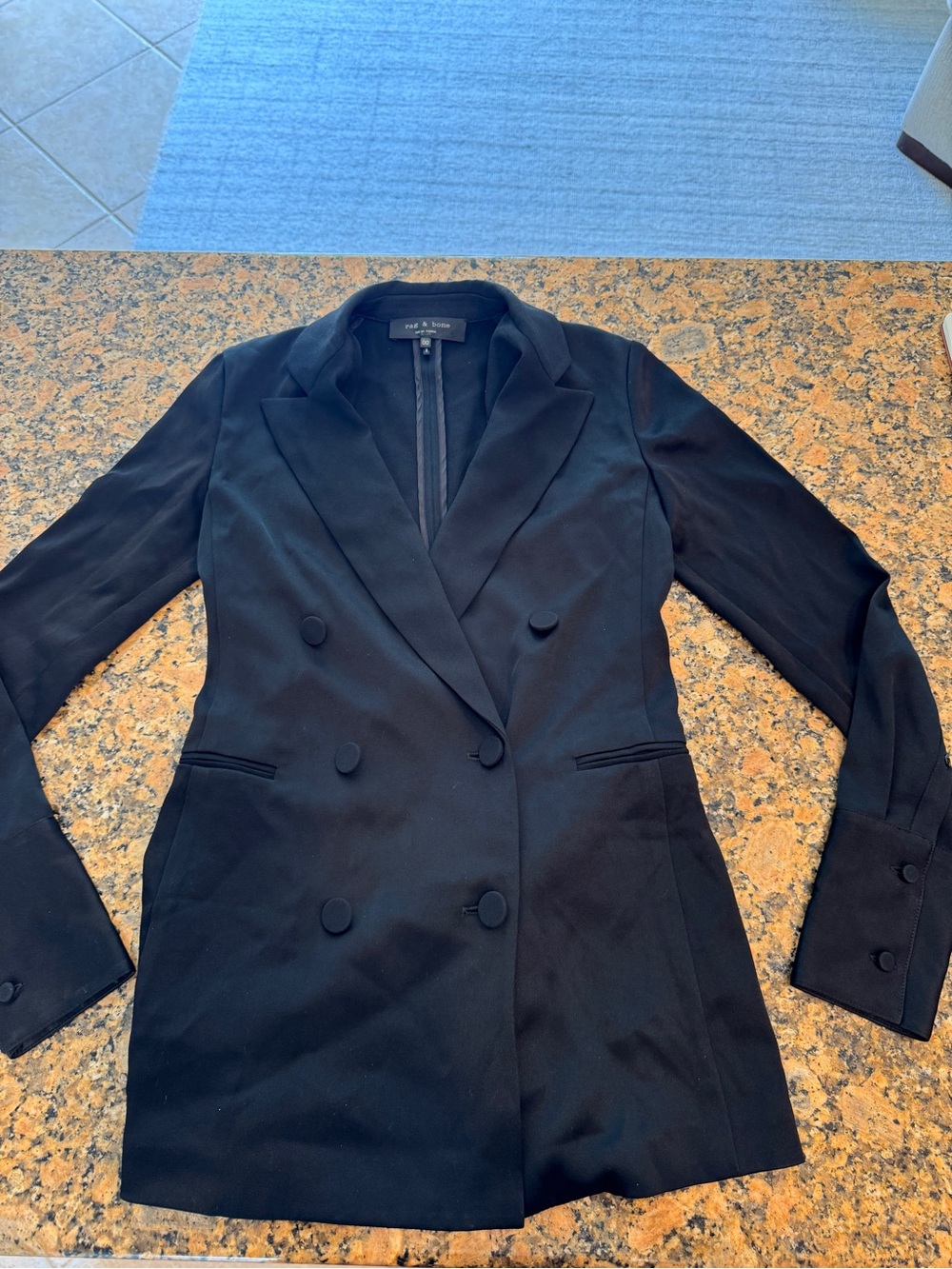 rag & bone Black Double-Breasted Blazer Jacket